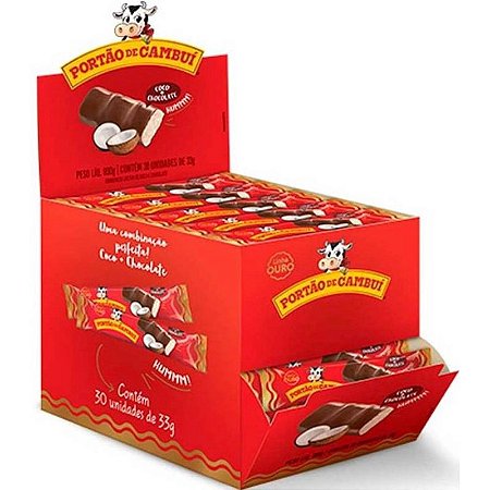 Doce de Leite com Coco cobertura Chocolate display 30uni de 33g - Portão de Cambui