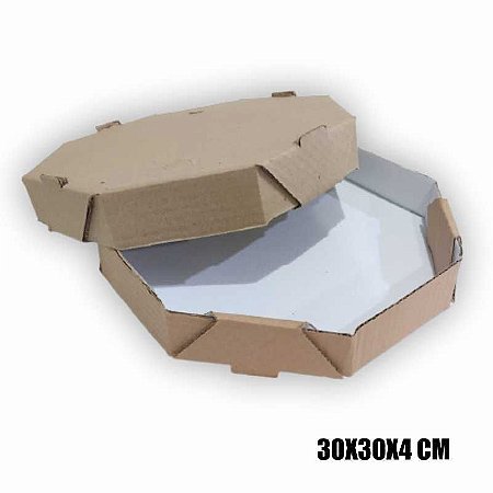 Caixa Pizza M30 Branco e Pardo - Só Caixas - Embalagens Inteligentes