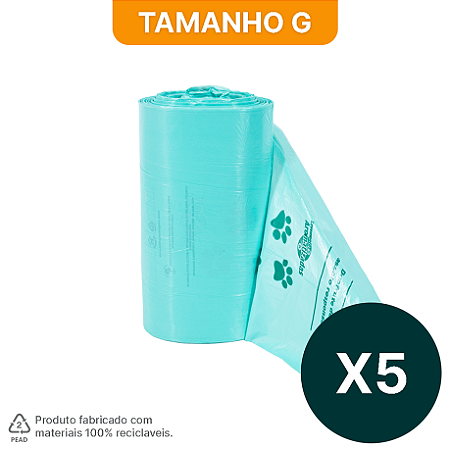 Pack 05 Rolos com 200 sacos plásticos aromatizados HomeBag Pets Refil G