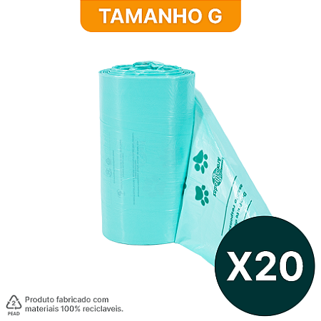 Pack 20 Rolos com 200 sacos plásticos aromatizados HomeBag Pets Refil G