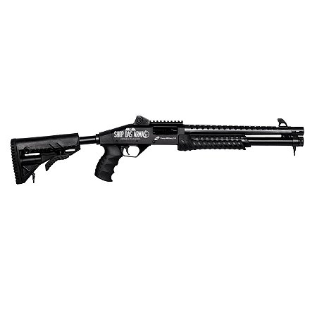 ESPINGARDA CBC PUMP MILITARY 3.0 CORONHA RETRÁTIL CALIBRE 12 CANO 14″ COM ACESSÓRIOS