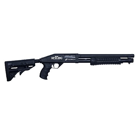 ESPINGARDA CBC PUMP MILITARY 3.0 CORONHA RETRÁTIL CALIBRE 12 CANO 14″ SEM ACESSÓRIOS