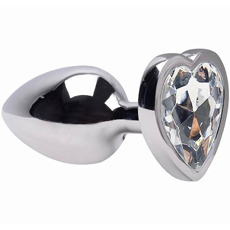 Plug Anal Coração cromado P - Transparente