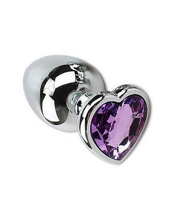 Plug Anal Coração cromado M - Lilás
