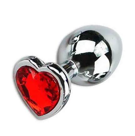 Plug Anal Coração cromado M - Vermelha