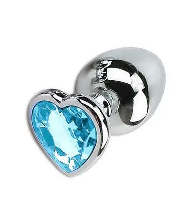 Plug Anal Coração cromado G - Azul