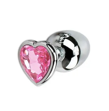 Plug Anal Coração cromado G - Rosa
