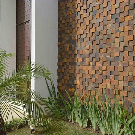Revestimento Pedra Ferro 10x10cm Ferrugem M²