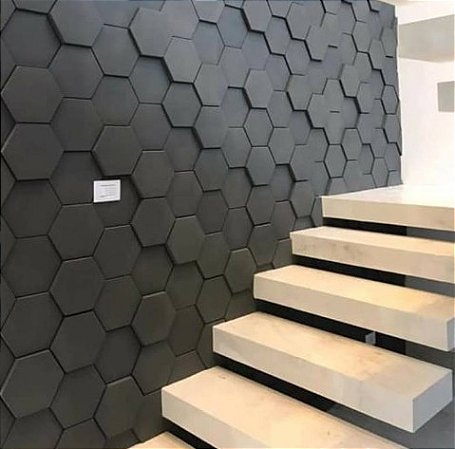 Revestimento 3D de Cimento Polygono Cinza M²