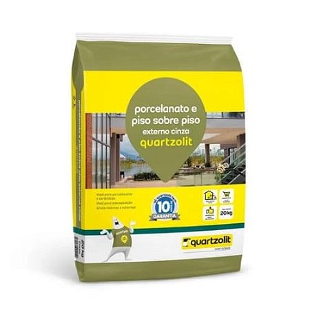 Argamassa Porcelanato e Piso Sobre Piso Externo Cinza Quartzolit 20kg