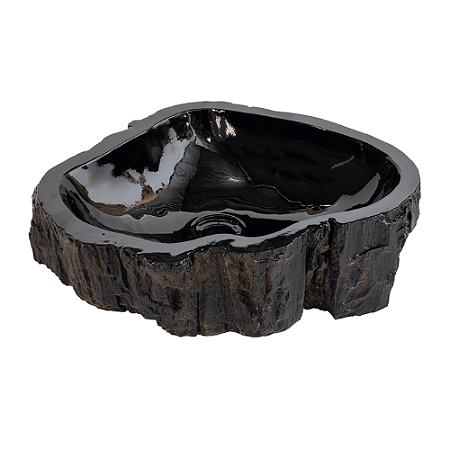 Cuba Rústica Esculpida em Madeira petrificada, cor black piano, exterior rústico – LINHA PETRIFICADA