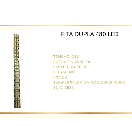 Kit 2 Fitas Dupla 480 Led - Rolo com 5m