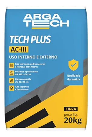 Argamassa Colante Tech Plus Ac-iii Cinza 20kg Arga Tech