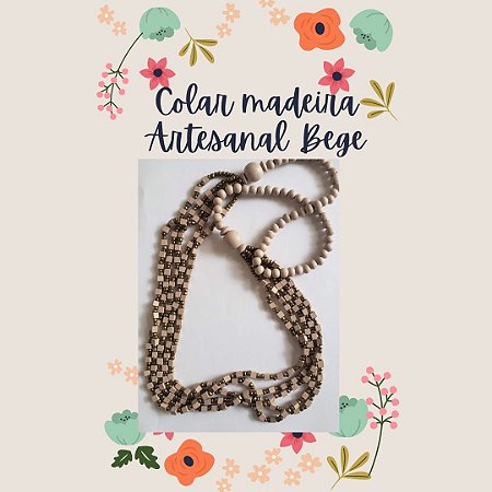 Colar Madeira Artesanal Bege