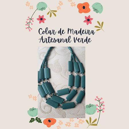 Colar Madeira Artesanal Verde