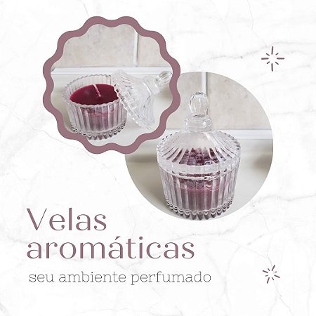 Vela Artesanal com Suporte de Vidro com tampa - Vanila vermelha