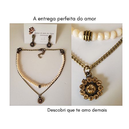Conjunto Colar e Brinco - versões - Eu te Amo