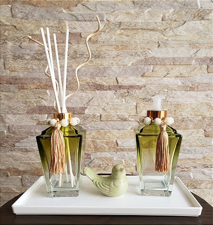 Conjunto Lavabo Completo - vidro verde - modelo Trapezio
