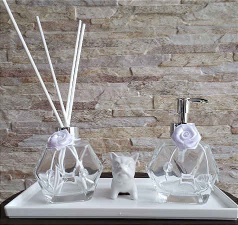 Conjunto Lavabo Completo - Vidro Diamante -Transparente