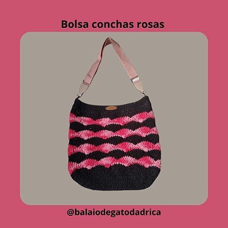 Bolsa crochê -Modelo Conchas Rosa- dica de presente