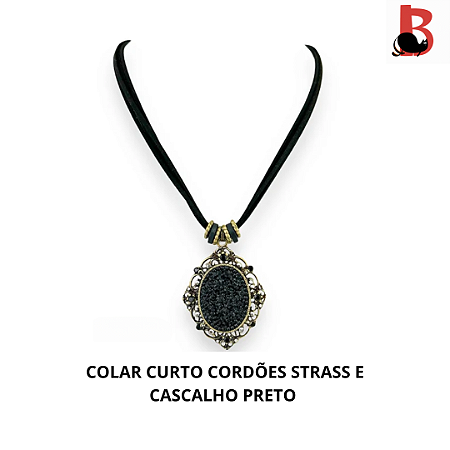 Colar tipo dama antiga , com cordão e pingente