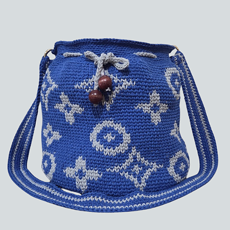 Bolsa Luiza , estilo  bucket bag em fio de algodão