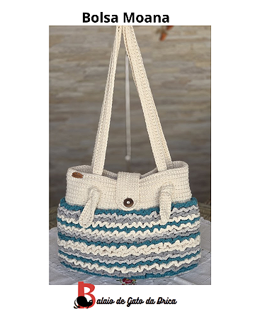 Bolsa femina de ombro, modelo Moana, Alças ajustáveis, bolsa de crochê, fechamento com botão
