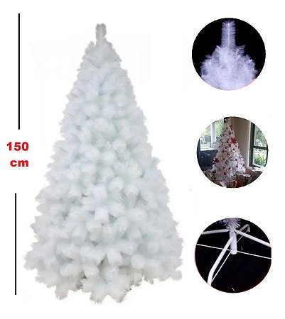Árvore Branco Pinheiro De Natal 1,50m Modelo Luxo 260 Galhos
