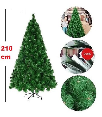 Árvore Verde De Natal Pinheiro 2,10m Modelo Luxo 566 Galhos - D' Presentes