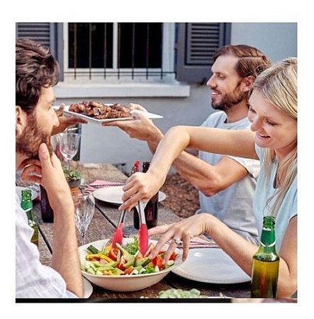 Pegadores De Alimentos Silicone Inox Grande Salada Churrasco
