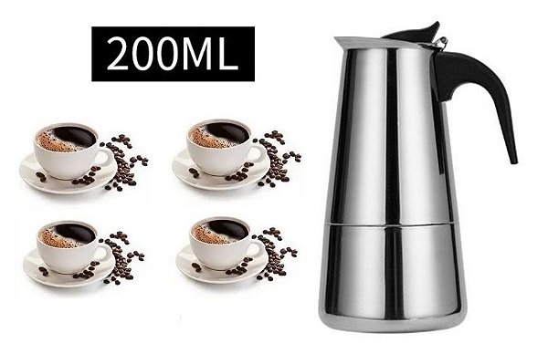 Cafeteira Italiana Inox Luxo 4 Xícaras Café Expresso Ke Home