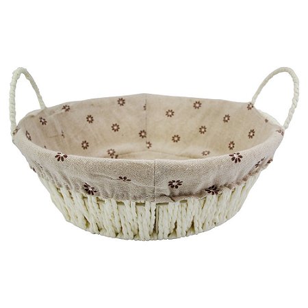 Cesta De Pães Redonda Forrada C/ Estampa Variadas Em Algodão