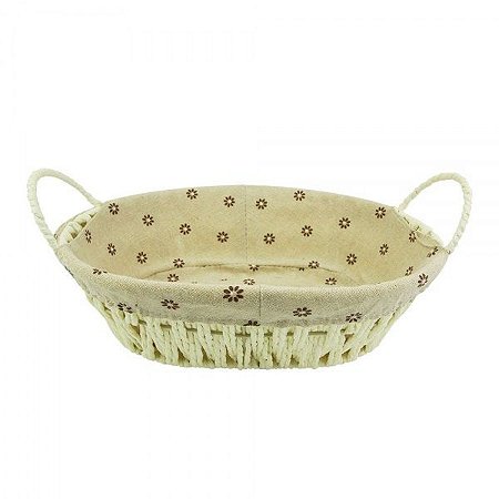 Cesto De Pão Oval Estampado Algodão Clink 31 X 20 X 12 Cm