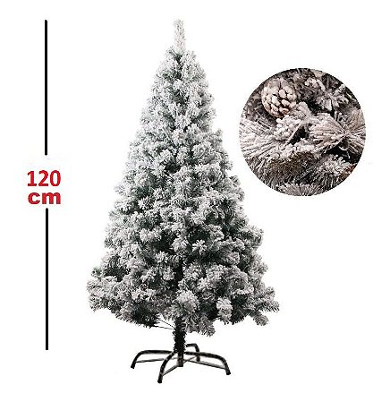 Árvore De Natal Com Neve Top Luxo 1,20m C/ 214 Galhos - D' Presentes Árvore De Natal Com Neve Top Luxo 1,20m C/ 214 Galhos - D' Presentes