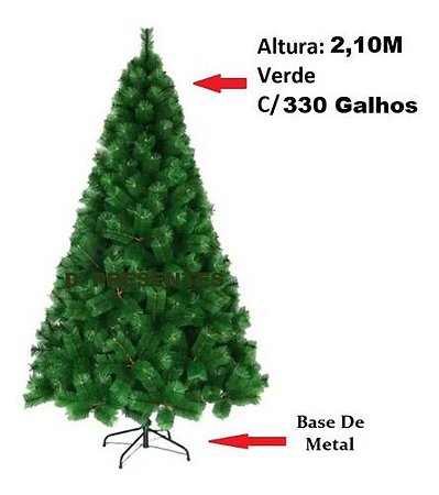 Árvore De Natal Pinheiro Luxo Verde 2,10m C/ 330 Galhos