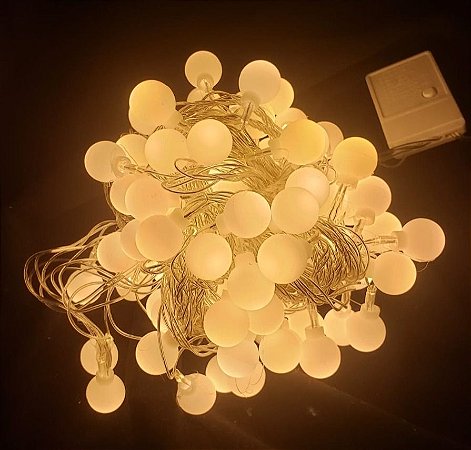 Cordão De 100led Bolinha 10m Fio Transparente Pisca 8 Função