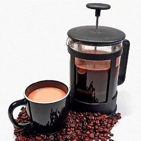 Cafeteira Francesa Em Vidro Manual Preta Café E Chá 600ml