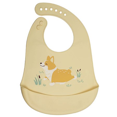 Babador de Silicone com Bolso Bichos Cachorrinho - Kababy