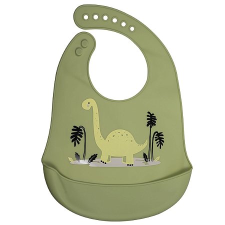 Babador de Silicone com Bolso Bichos Dino - Kababy