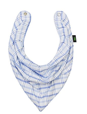 Babador Bandana Xadrez Azul com Branco - Gumii