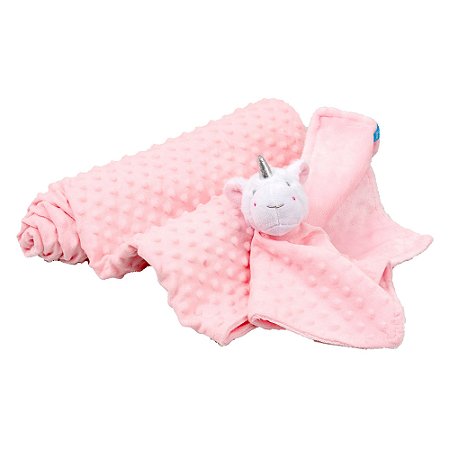 Kit Cobertor com Naninha Unicórnio Rosa - Clingo