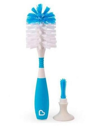 Escova para Limpeza de Mamadeiras e Bicos com Ventosa Azul - Munchkin