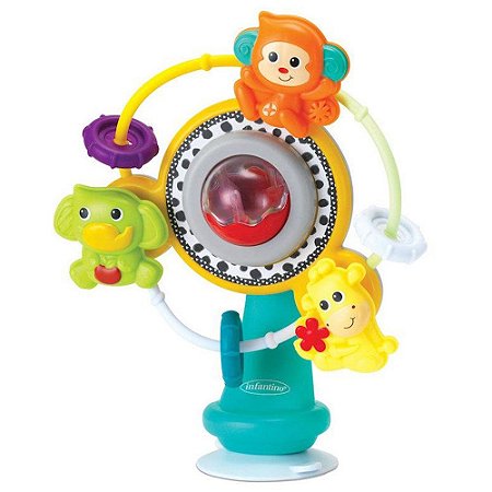 Brinquedo Interativo Roda Giratória com Chocalho e Base de Sucção Fazendinha - Infantino