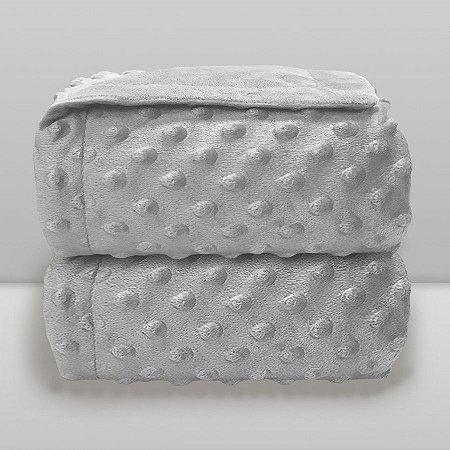 Cobertor Bebê Plush com Sherpa Dots 0,90 x 1,10 Cinza