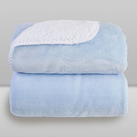 Cobertor Bebê Microfibra Plush com Sherpa 0,90 x 1,10 Azul