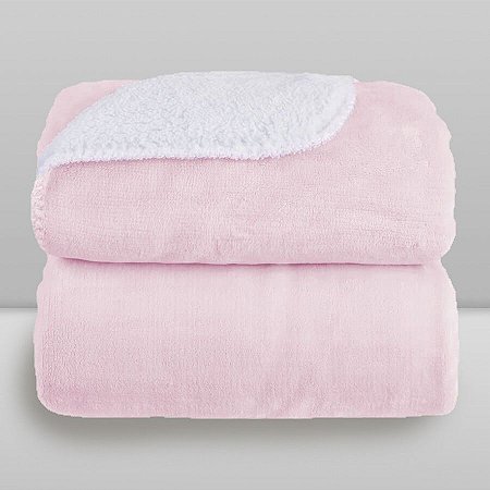 Cobertor Bebê Microfibra Plush com Sherpa 0,90 x 1,10 Rosa