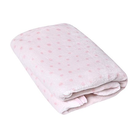Cobertor de Microfibra 1,10m x 90cm Poá Rosa - Papi Baby