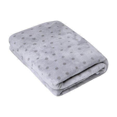 Cobertor de Microfibra 1,10m x 90cm Poá Cinza - Papi Baby