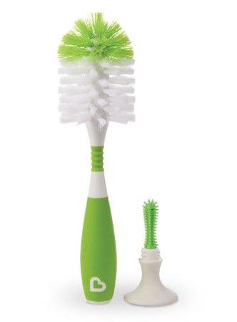 Escova para Limpeza de Mamadeiras e Bicos com Ventosa Verde - Munchkin
