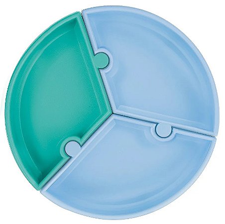 Prato de Silicone e Sucção Puzzle Azul/Verde - Minikoioi